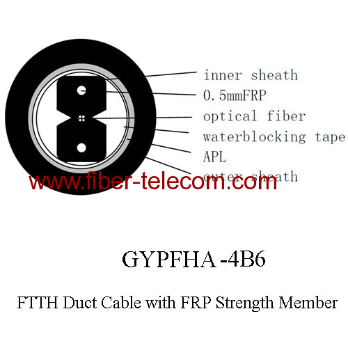 GYPFHA-4B6 FTTH duct cable 4 core with 0.5mm FRP strength member